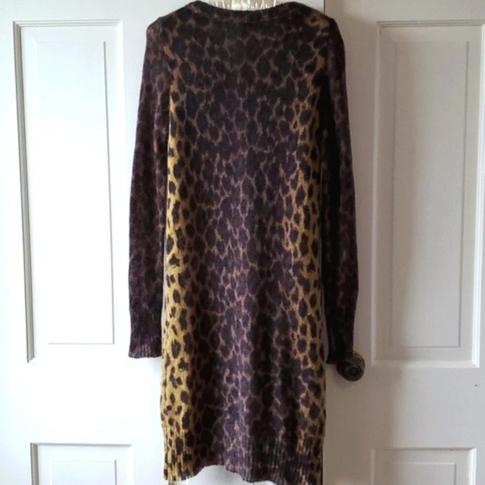 J. CREW LEOPARD WOOL SWEATER DRESS ANIMAL PRINT SIZE SMALL MOBWIFE COSTUME - Picture 4 of 12